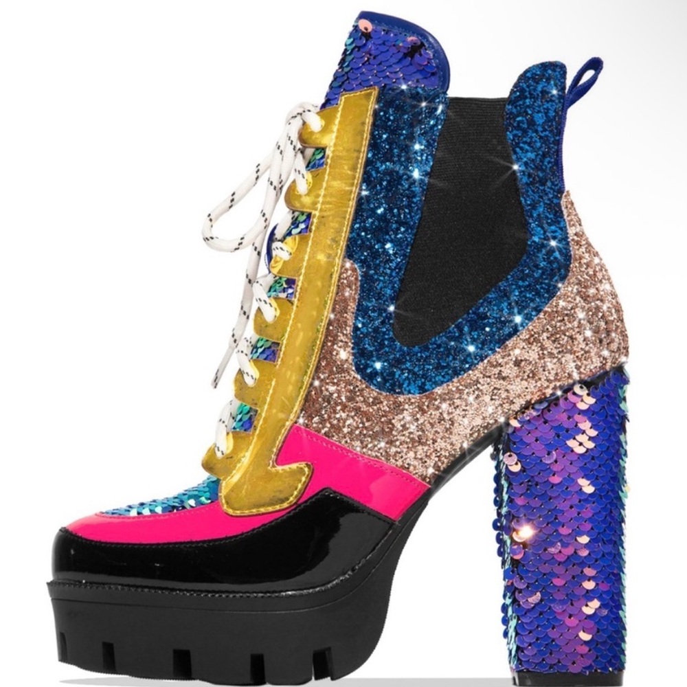 Cape Robin Nell Sequin Platform Ankle Boots